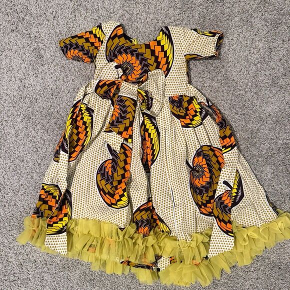 African 3/4T Floral Ankara Gown For Girls - Picture 1 of 8
